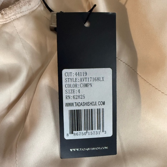 NWT Elegant Tadashi Shoji Tatiana Sequin Lace Gown in Beige/Champage Size 4 - Picture 7 of 10